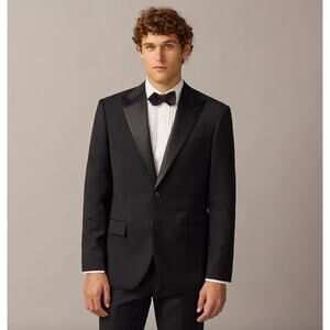 J.Crew Crosby Classic Fit Tuxedo Jacket Italian Wool Black $698 Mens 44 R NWT
